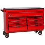 Teng TCW809N 8 Series 9 Drawer 53" Wide Roller Cabinet In Red