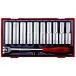 Teng TT1211 1/2" Drive Deep Metric Socket Set & Flex Handle in Tool Box Module Tray