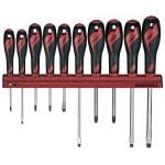 Teng WRMD10N 10 Piece Screwdriver Set On Wall Rack – Slotted, Pozi & Phillips