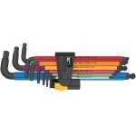 Wera 022640 950/9 Imperial 2 9 Piece Multi Colour Hex-Plus Ball End Hexagon Key Set 5/64" – 3/8" AF
