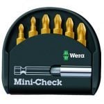 Wera 056287 Mini-Check TiN 6 Piece 1/4" Pozi Screwdriver Bit Set
