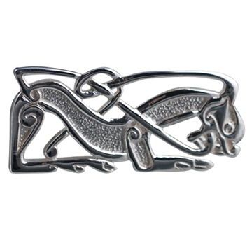 Silver 43x19mm Celtic animal Brooch