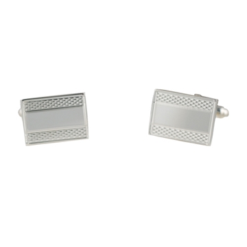 Silver 12x17mm engine turned centre space rectangular swivel Cufflinks