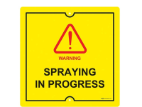 Warning sign Spraying in progress