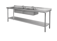 Stainless Double Sink with Double Drainer - Galv Undershelf