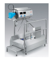 Stainless Walk Through Sole Scrubber with Hand Disinfectant and Turnstile with Anti-Splash Hygiene Station