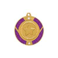 Purple Glitter Star Medals - Gold/Silver/Bronze