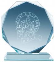 11.5cm Jade Glass Facetted Octagon Award E113502