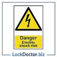 Danger Electric Shock Risk 200mm x 300mm PVC Self Adhesive Sign