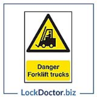 Danger Forklift Trucks 200mm x 300mm PVC Self Adhesive Sign