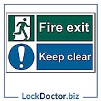 Fire Exit Keep Clear 200mm x 300mm PVC Self Adhesive Sign