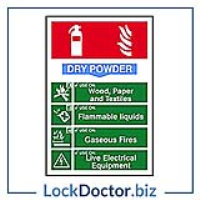 Fire Extinguisher DRY POWDER 200mm x 300mm PVC Self Adhesive Sign