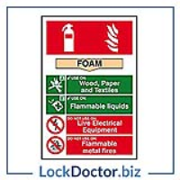 Fire Extinguisher FOAM 200mm x 300mm PVC Self Adhesive Sign