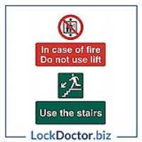 In Case Of Fire Do Not Use Lift 200mm x 300mm PVC Self Adhesive Sign