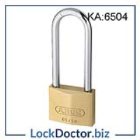 KML19155 ABUS 50mm 65 Series Brass Long Shackle Padlock KA6504