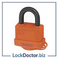 KML19177 ABUS 70AL Series Weather Resistant  Aluminium Open Shackle ORANGE Padlock with 2 keys KA6401