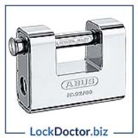 KML19236 ABUS 92 Series Steel Clad Brass Sliding Shackle Shutter Padlock 78mm KA  8522