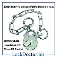 KML5862 FIRE BRIGADE FB1 Padlock and 400mm Chain to Secure Commercial and Public Gates
