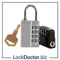 KMZ001 4 Wheel Combination Padlock with Key Override