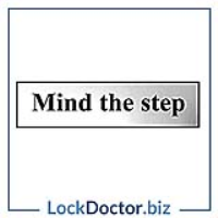 Mind The Step 200mm x 50mm Chrome Self Adhesive Sign