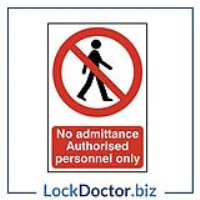 No Admittance Authorised Personnel Only 200mm x 300mm PVC Self Adhesive Sign