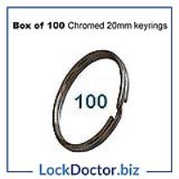 Pack of 100 RING1 20mm Chromed Key Rings