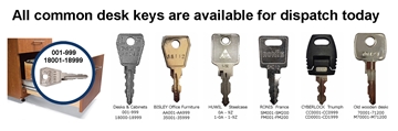 Replacement Office Furniture Keys available from £1.40, online next day