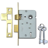 2 Lever Mortice Rebated Lock Electro Brass 64mm