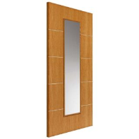 1981 x 838 x 35mm Louvre Oak Glazed Door (Pre-Finished)