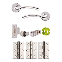 Jigtech Solar Levers,57mm Latch & 3x Hinge Door Pack Polished Chrome