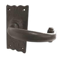 Plain Lever Latch On Plate Black