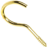 Cup Hook Shouldered 38mm Electro Brass Pack of 6