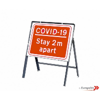 Covid-19 Stay 2m Apart - Metal Framed UK Temporary Road Sign
S-CWF-Covid2m-Aaprt-600/450