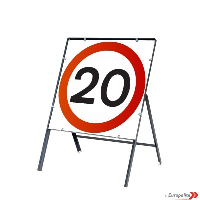 20mph - UK Temporary Road Sign: Metal Frame
S-CWF-20-SQ750