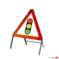  Traffic Control Ahead - UK Temporary Road Sign: Metal Frame