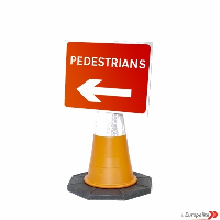  Pedestrians Left - UK Temporary Road Sign: Cone Mounted Sign Face