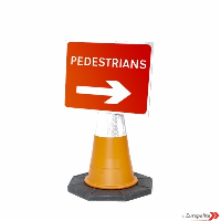  Pedestrians Right - UK Temporary Road Sign: Cone Mounted Sign Face