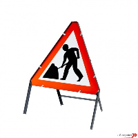  Men At Work - Triangular UK Temporary Road Sign: Metal Frame