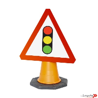 Traffic Control Ahead - UK Temporary Road Sign: Cone Mounted
