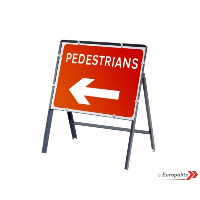 Pedestrians Left - Metal Framed UK Temporary Road Sign Suppliers