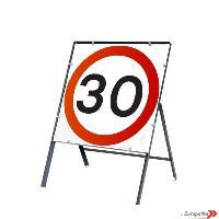 30mph - UK Temporary Road Sign: Metal Frame Distributors