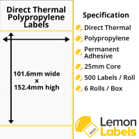 Waterproof Thermal Labels (Direct Thermal Polypropylene)
