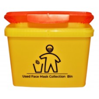 JETR 16 Litre Yellow Rectangular Bucket printed "Mask Disposal" with Orange Hinged Lid