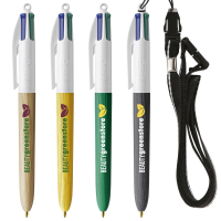 BIC&#174; 4 Colours Wood Style with Lanyard Screen Printing