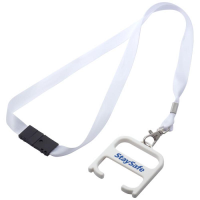 Hygiene handle with lanyard