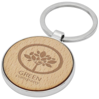 Moreno beech wood round keychain