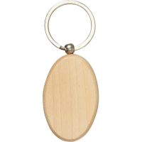 Oval wooden key holder with metal ring