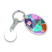 Recycled NEW &#163; Oval Trolley Mate Keyring (unprinted coin)