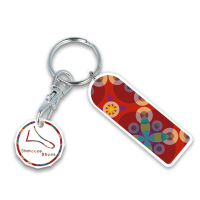 Recycled NEW &#163; Rectangle Trolley Mate Keyring (printed coin)