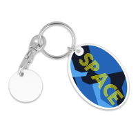 Recycled OLD &#163; Oval Trolley Mate Keyring (unprinted coin)